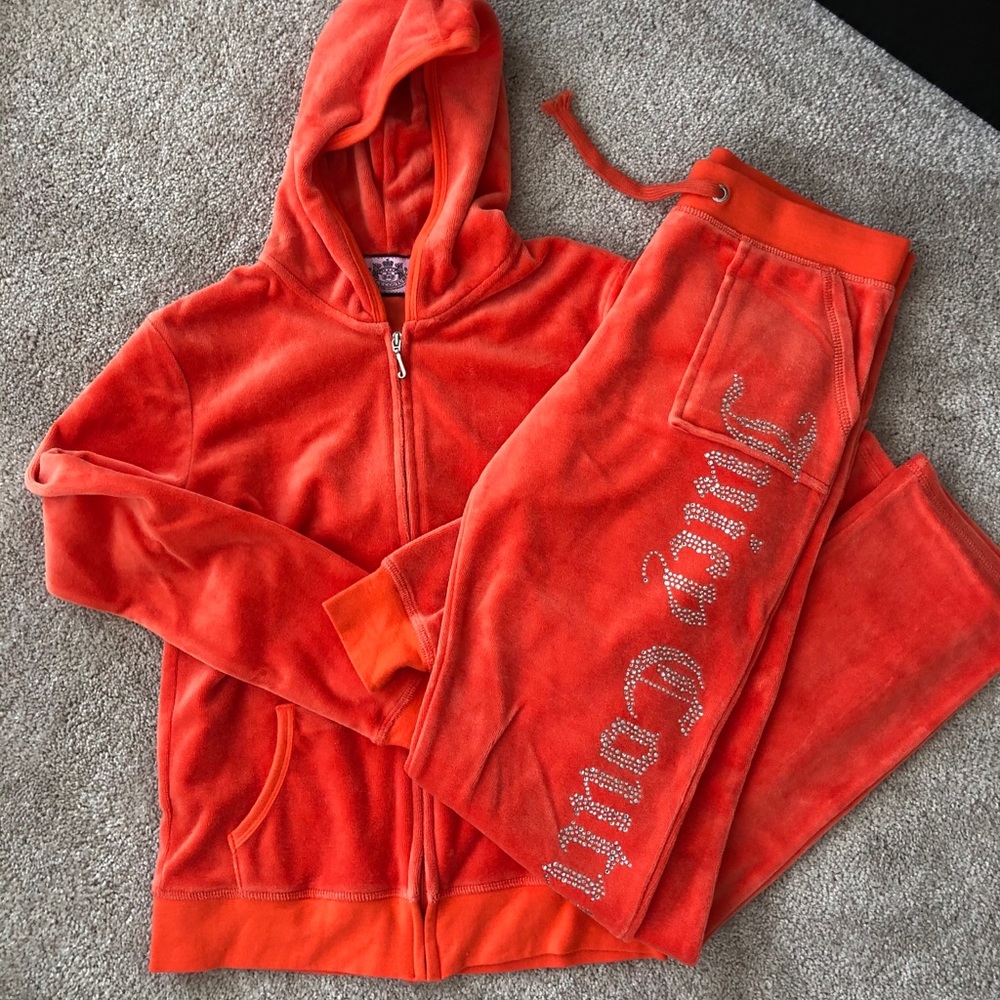 Orange Juicy Couture Velvet Sweatsuit set